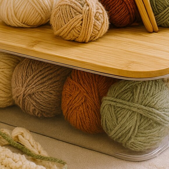 NWT Clear Acrylic Closet Storage Organization Box Container With Bamboo Lid . - Picture 12 of 12